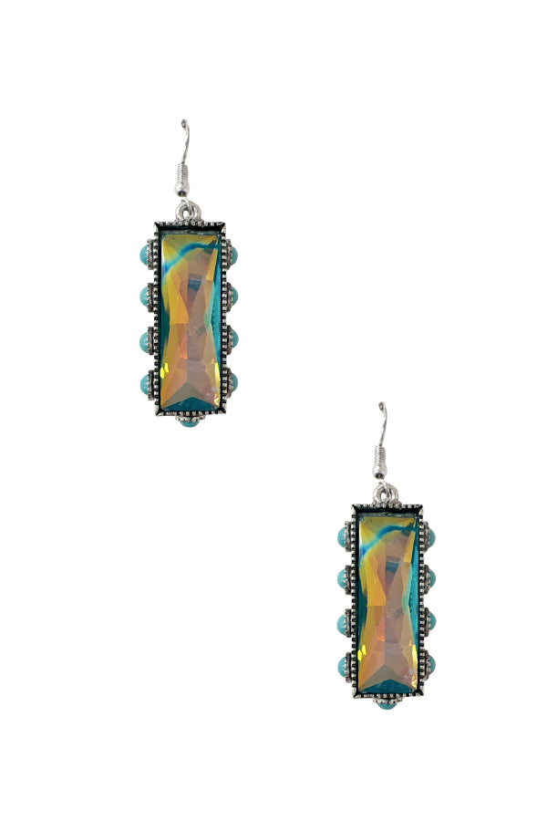 Faceted Gem Bar Drop Earring