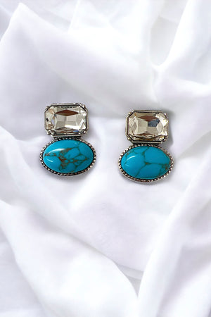 Gemstone Framed Post Earring