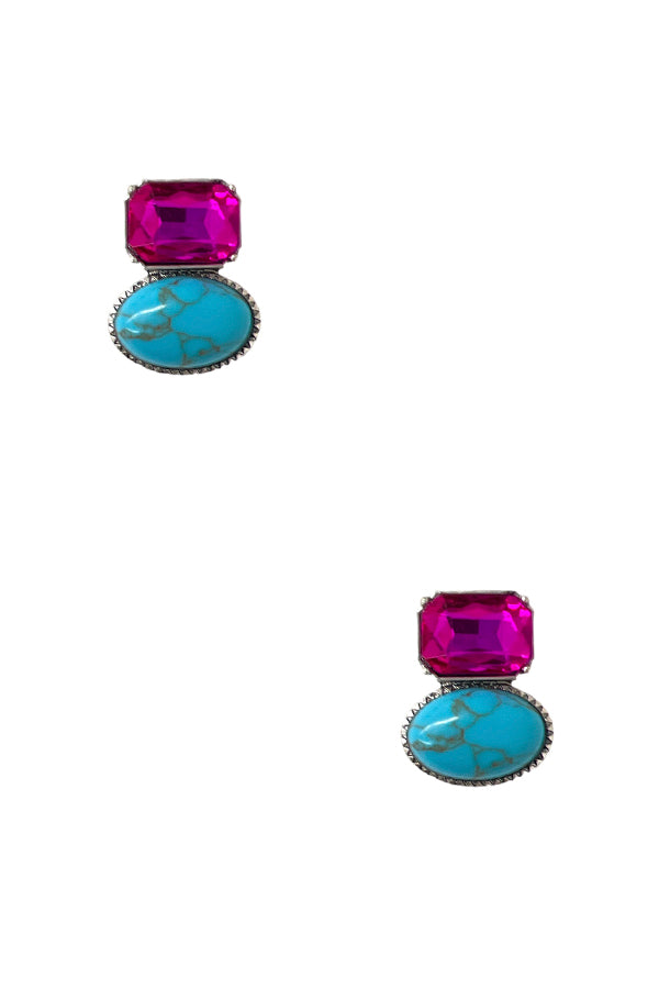 Gemstone Framed Post Earring