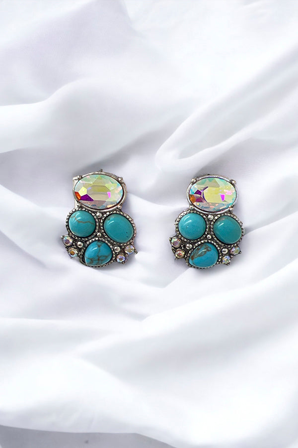 Cluster Gem Framed Post Earring