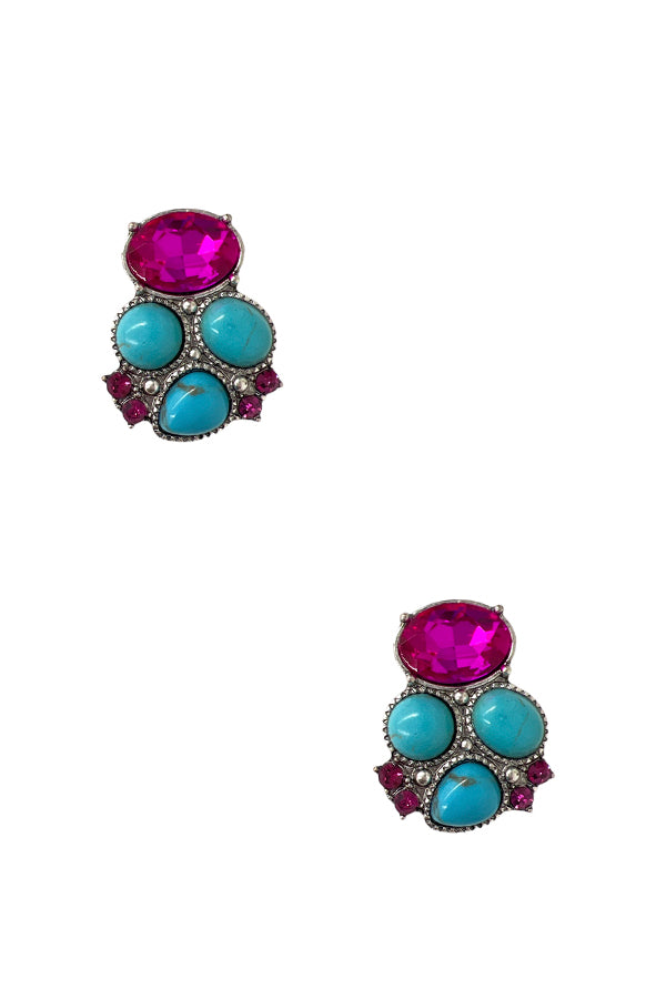 Cluster Gem Framed Post Earring