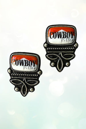 WESTERN VINTAGE LOOK COWBOY KILLER BOOT STITCH POST EARRING