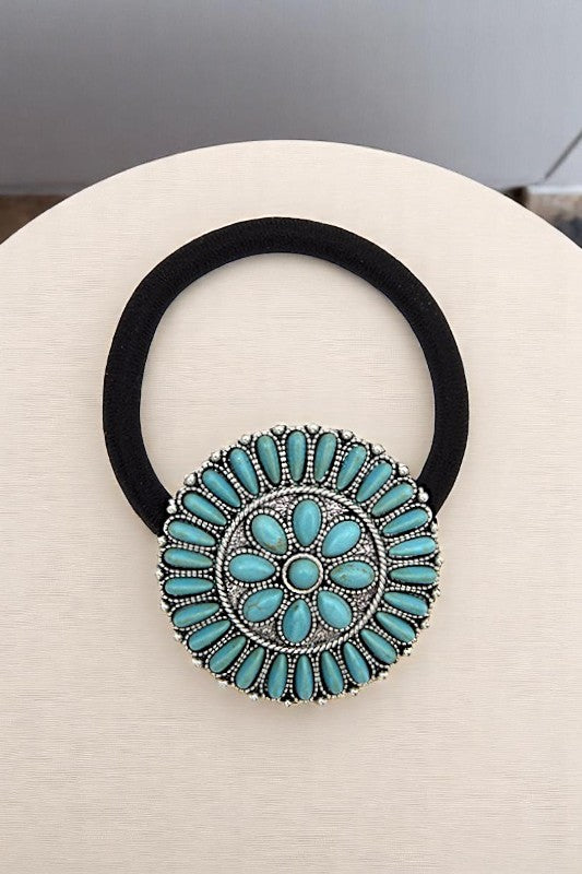 FLORAL TQ GEM HAIR TIE