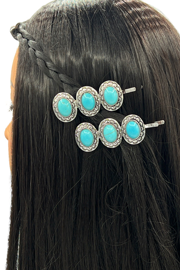 Link Oval Framed Gem Hair Pin Set