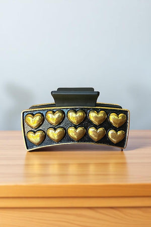 WESTERN BUBBLE HEART METAL PLATE HAIR CLAW