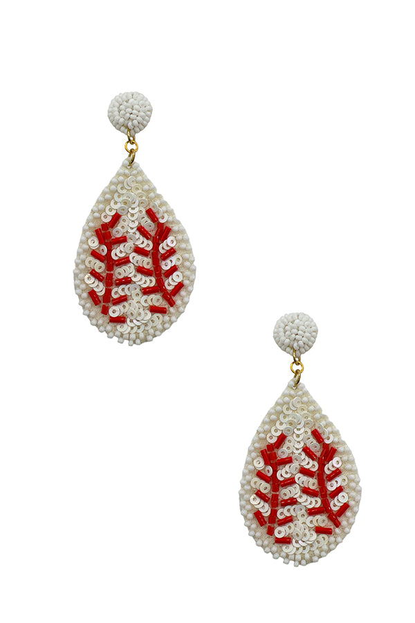 Baseball Bead Sequin Drop Earring