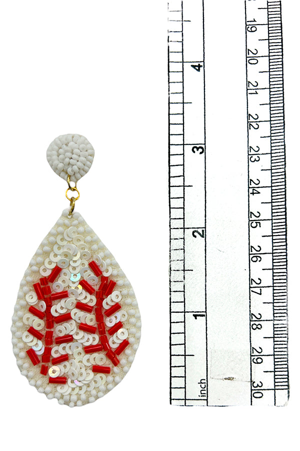 Baseball Bead Sequin Drop Earring