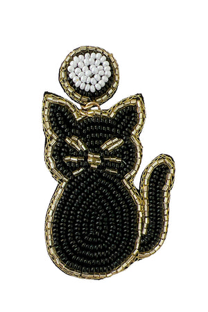 Black Cat Bead Earring