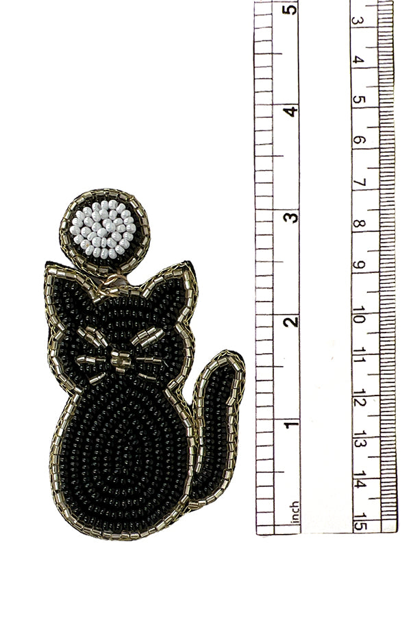 Black Cat Bead Earring