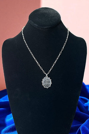 WESTERN OVAL BOOT STITCH PENDANT NECKLACE