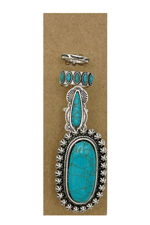 Oval Turquoise Framed Ring Set