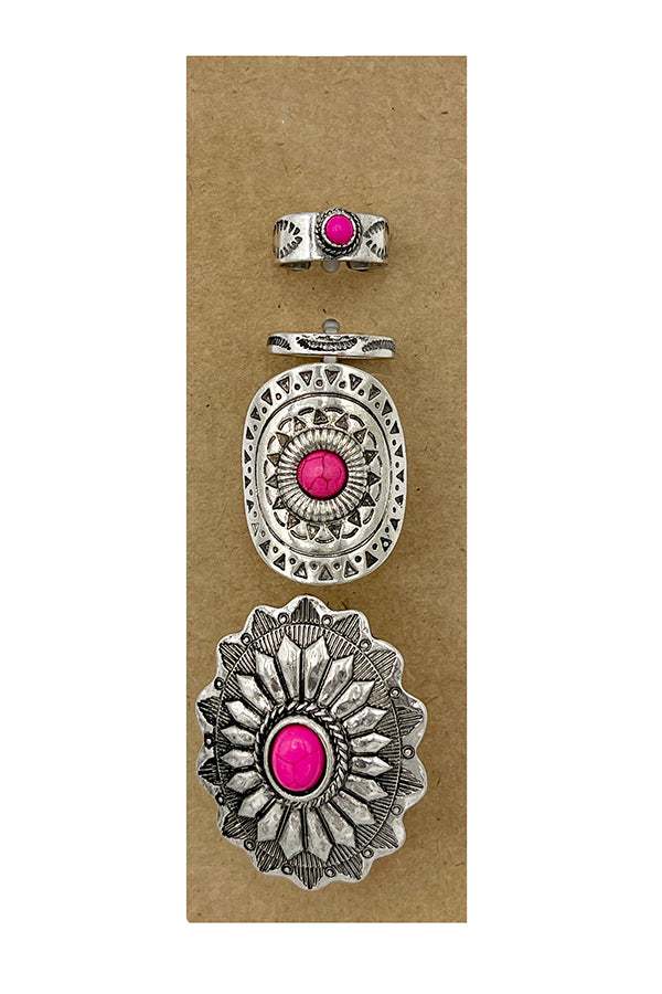 Western Concho Detail Ring Set