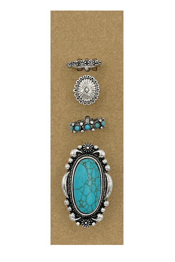 Concho Detail Mix Ring Set