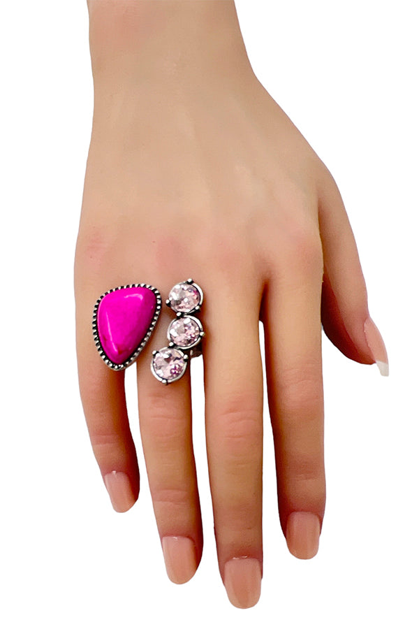 Triple Gemstone Cuff Fashion Ring