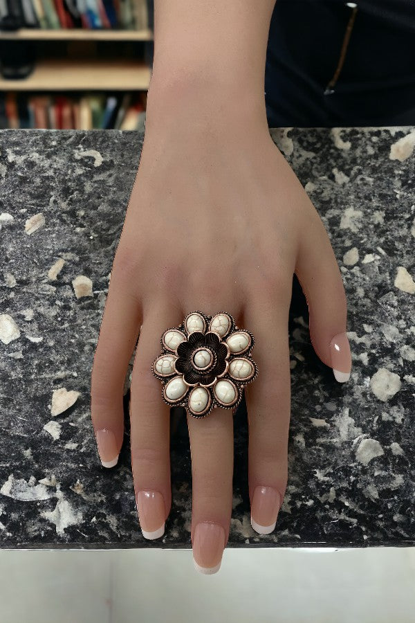 Floral Accent Cuff Ring