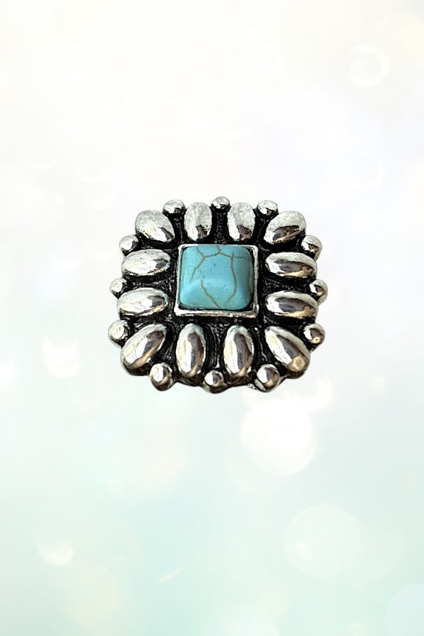 WESTERN SQUARE CONCHO TQ GEM CUFF RING