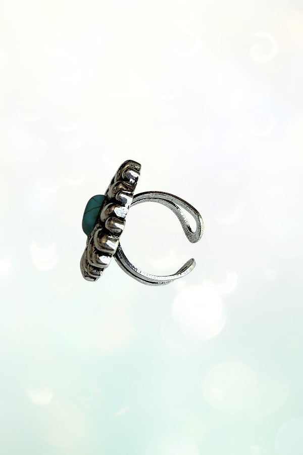 WESTERN SQUARE CONCHO TQ GEM CUFF RING