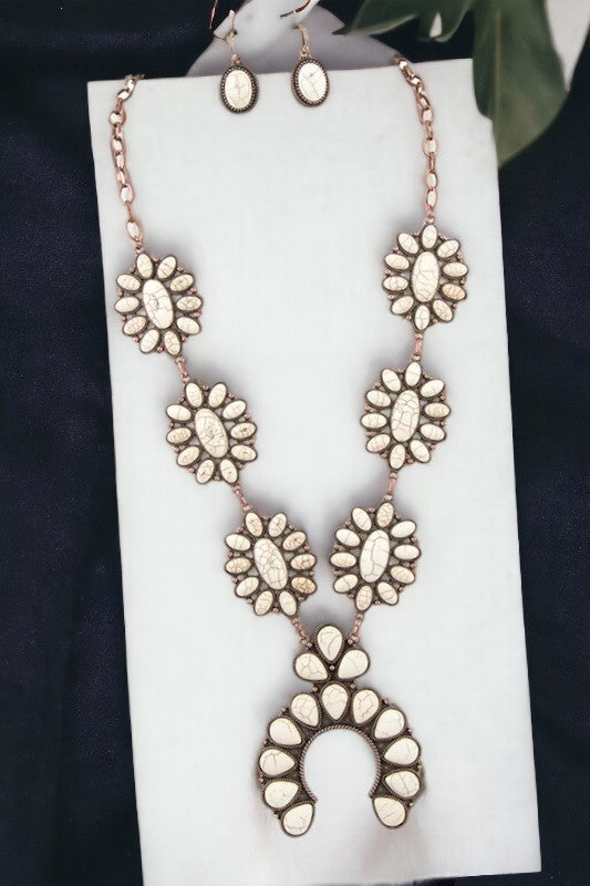 Squash Blossom Gemstone Necklace Set