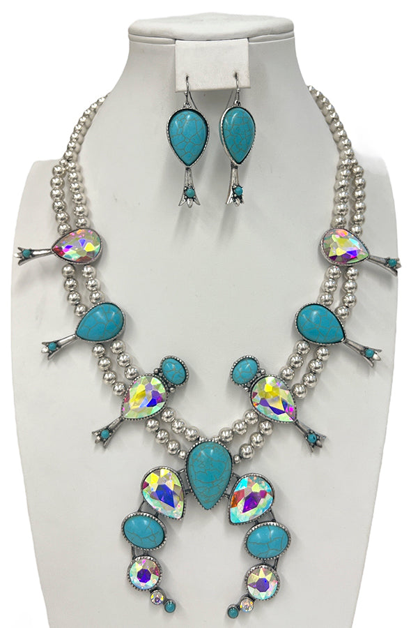 Squash Blossom Gemstone Necklace Set