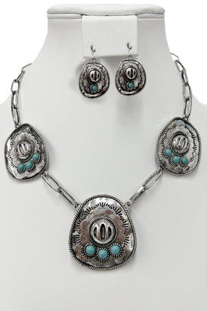 Triple Cowboy Hat Link Necklace Set