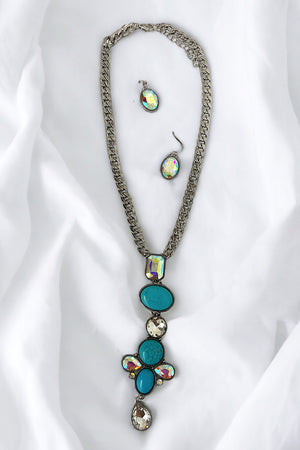 Pave Mix Gem Necklace Set