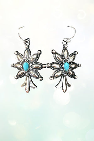 WESTERN TQ GEM ACCENT SQUASH BLOSSOM NECKLACE AND EARRING SET
