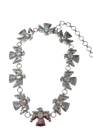 Thunderbird Crystal Gem Accent Link Chain Belt