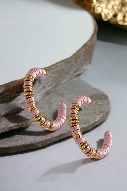 Beaded Semi Hoop Earring