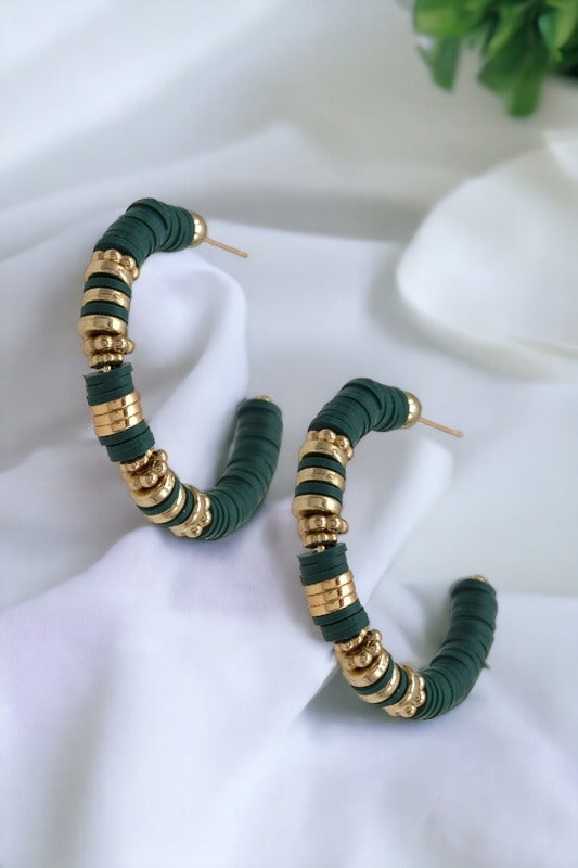 Beaded Semi Hoop Earring