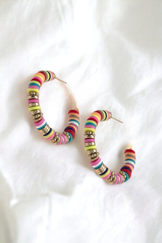 Beaded Semi Hoop Earring