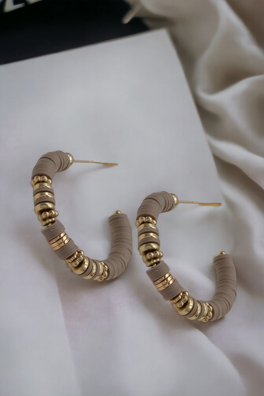 Beaded Semi Hoop Earring