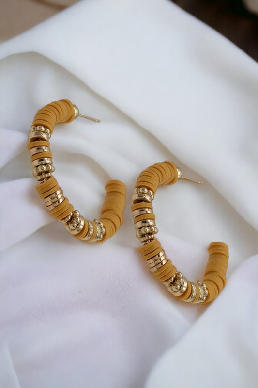 Beaded Semi Hoop Earring