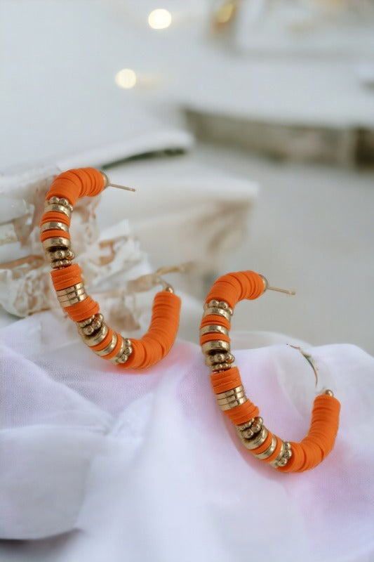 Beaded Semi Hoop Earring