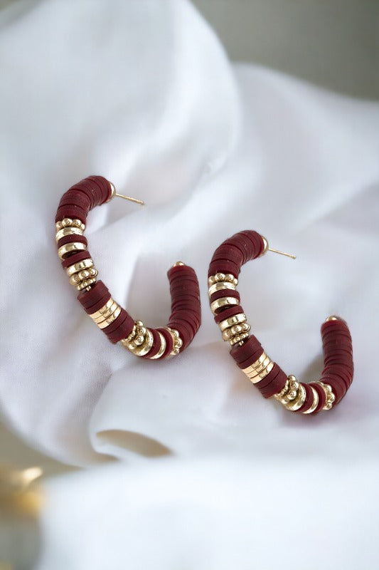 Beaded Semi Hoop Earring