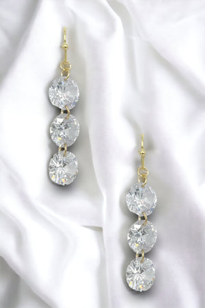 Triple Gem Link Dangle Earring