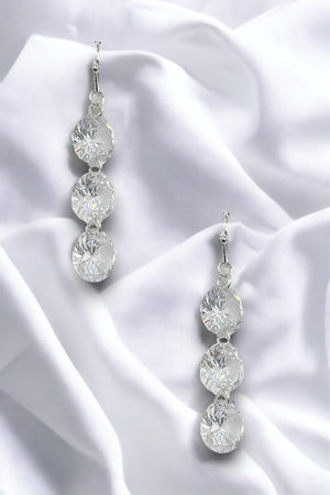 Triple Gem Link Dangle Earring