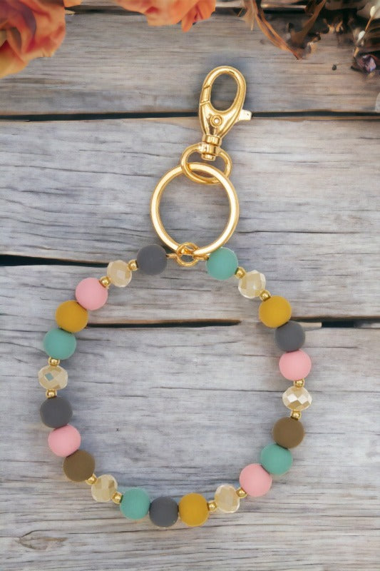 Faceted Clay Bead  Ring Keychain