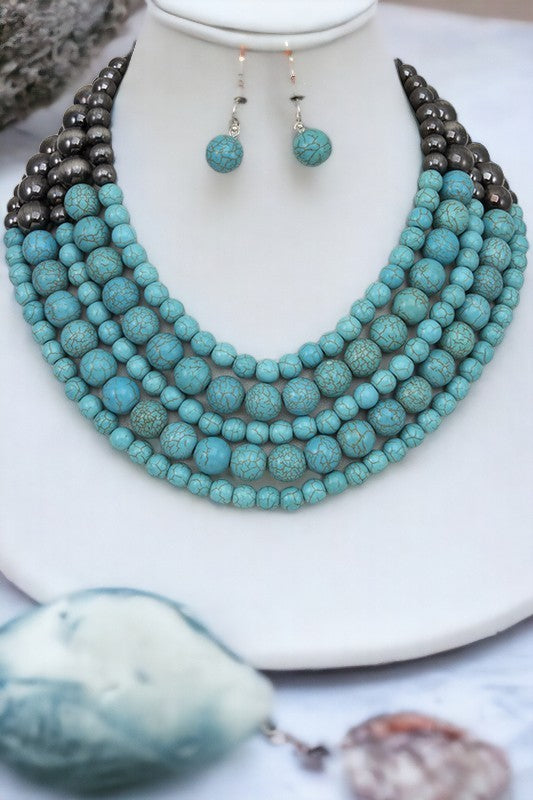 Multi Bead Layered Necklace Set