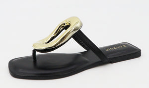 Metal Accent Flat Slip On Sandal