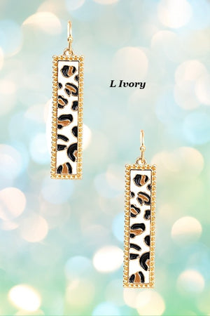 ANIMAL PRINT BAR FRAMED DANGLE EARRING