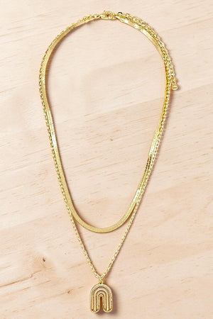 ARCH PENDANT LAYERED CHAIN NECKLACE