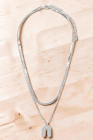 ARCH PENDANT LAYERED CHAIN NECKLACE