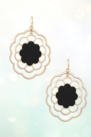 FILIGREE WOOD FLORAL EARRING