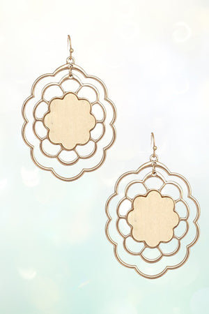 FILIGREE WOOD FLORAL EARRING