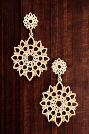 FLOWER DOUBLE LINK DANGLE EARRING