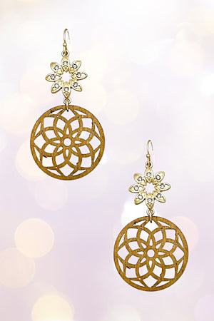 RHINESTONE ACCENT FLORAL CUT OUT DROP EARRING