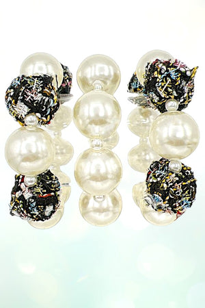 WOVEN BEAD PEARL MIX STATEMENT BRACELET