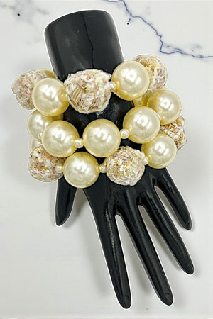 WOVEN BEAD PEARL MIX STATEMENT BRACELET