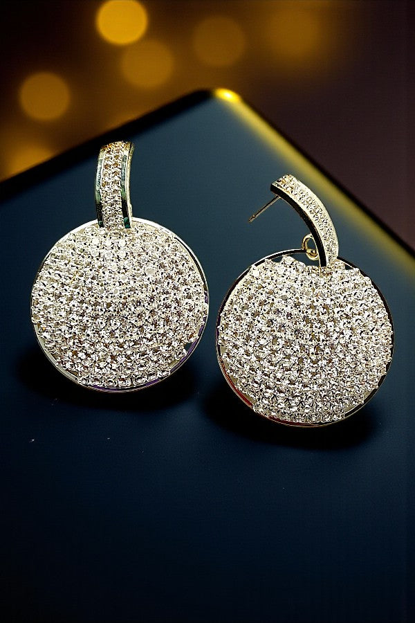 RHINESTONE PAVE ROUND DROP EARRING