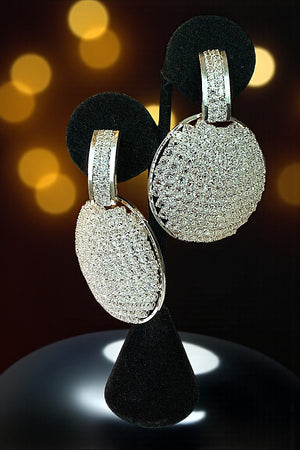 RHINESTONE PAVE ROUND DROP EARRING